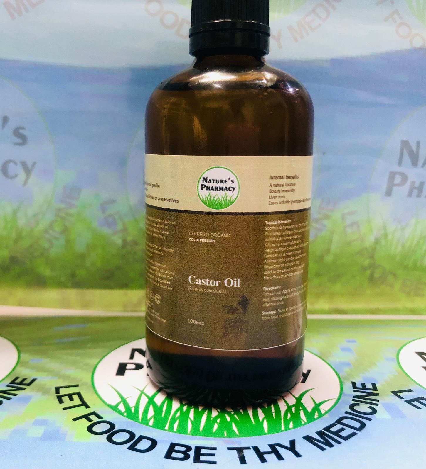 ORGANIC CASTOR OIL COLD PRESSED HEXANE FREE 100ml Glass bottle
