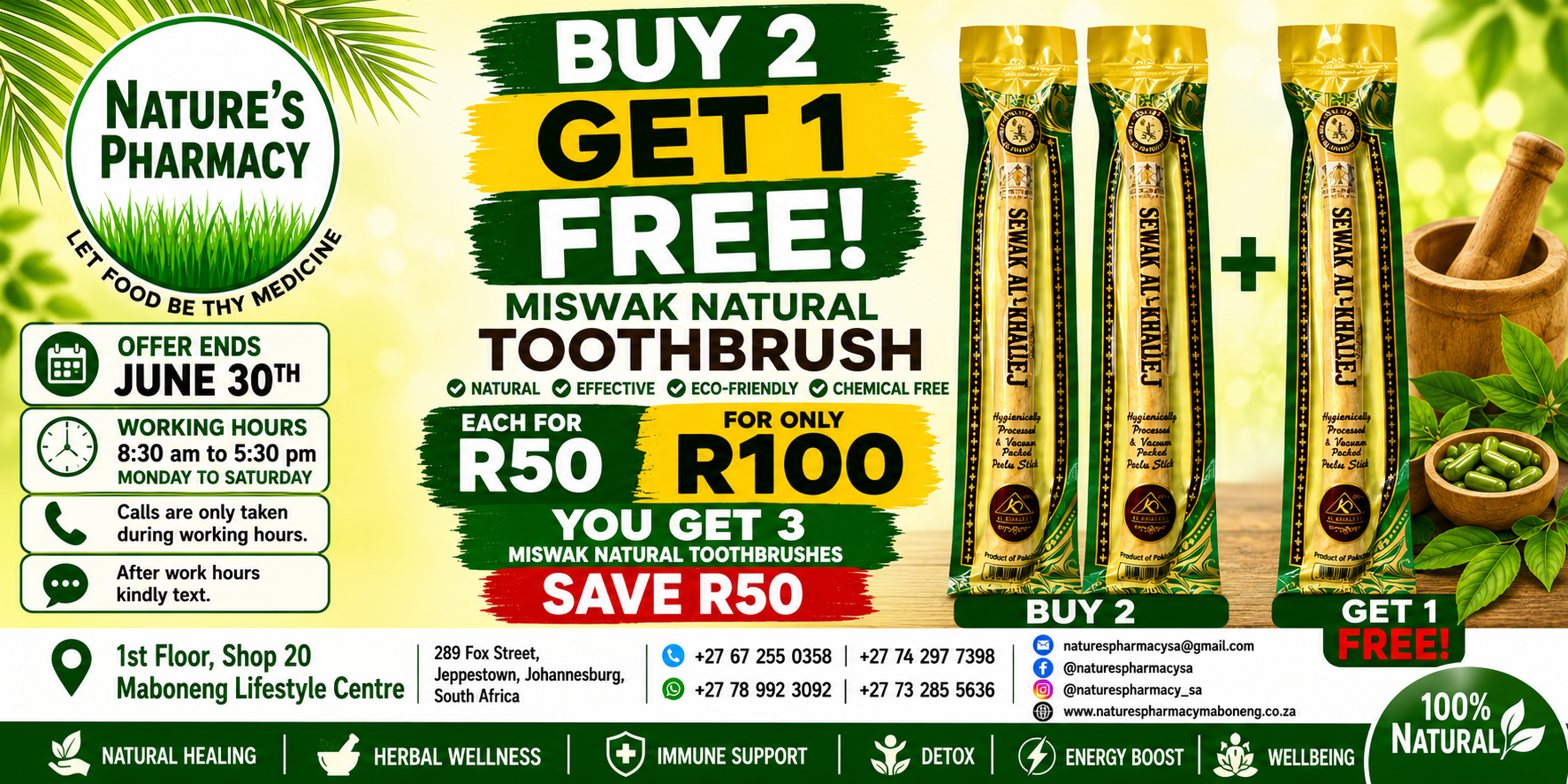 MISWAK NATURAL TOOTHBRUSH SPECIAL – BUY 2, GET 1 FREE!